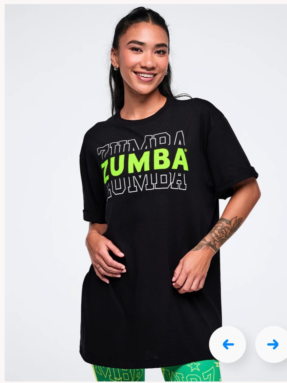 Zumba Fitness Black Tee with Neon Green Logo